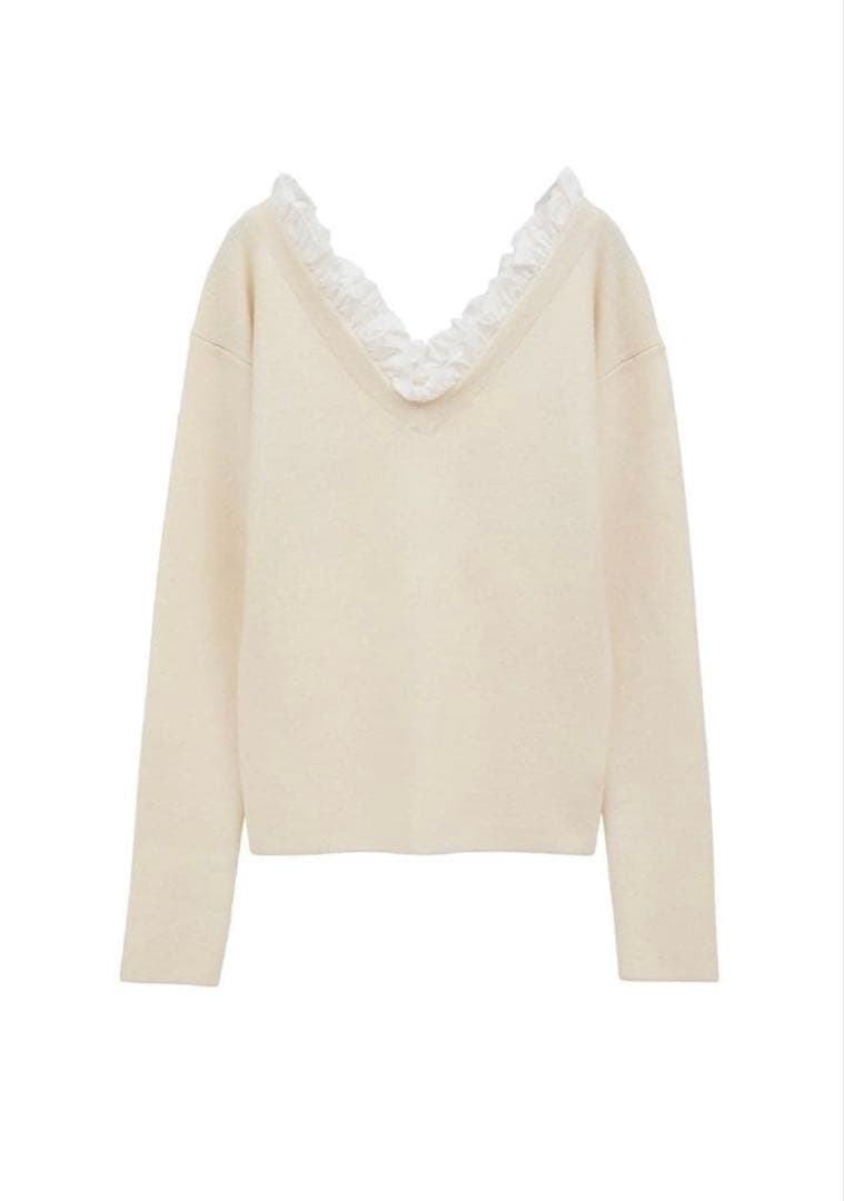 トップス CLANE FRILL V NECK KNIT TOPS
