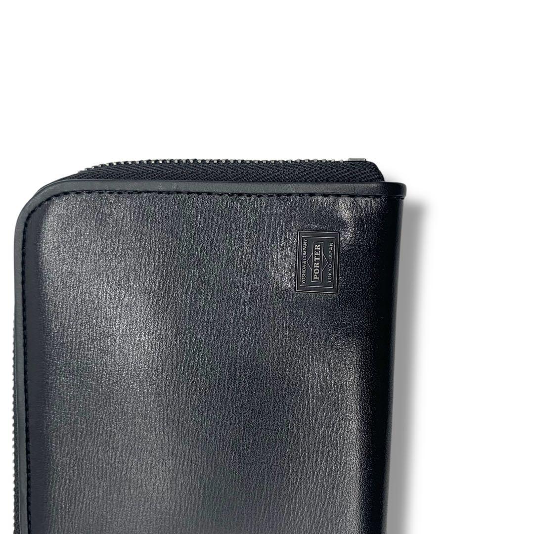 未使用級！　ポーター　ジップ　ケース　財布　オールレザー　黒