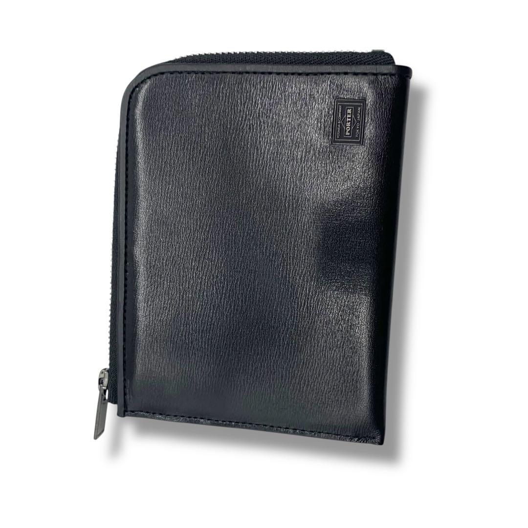 未使用級！　ポーター　ジップ　ケース　財布　オールレザー　黒