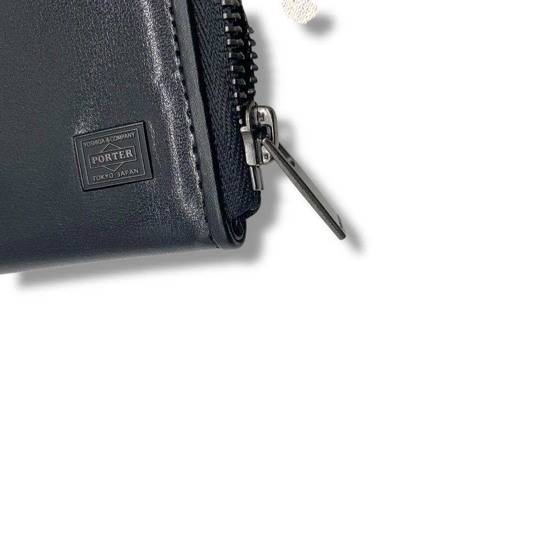 未使用級！　ポーター　ジップ　ケース　財布　オールレザー　黒