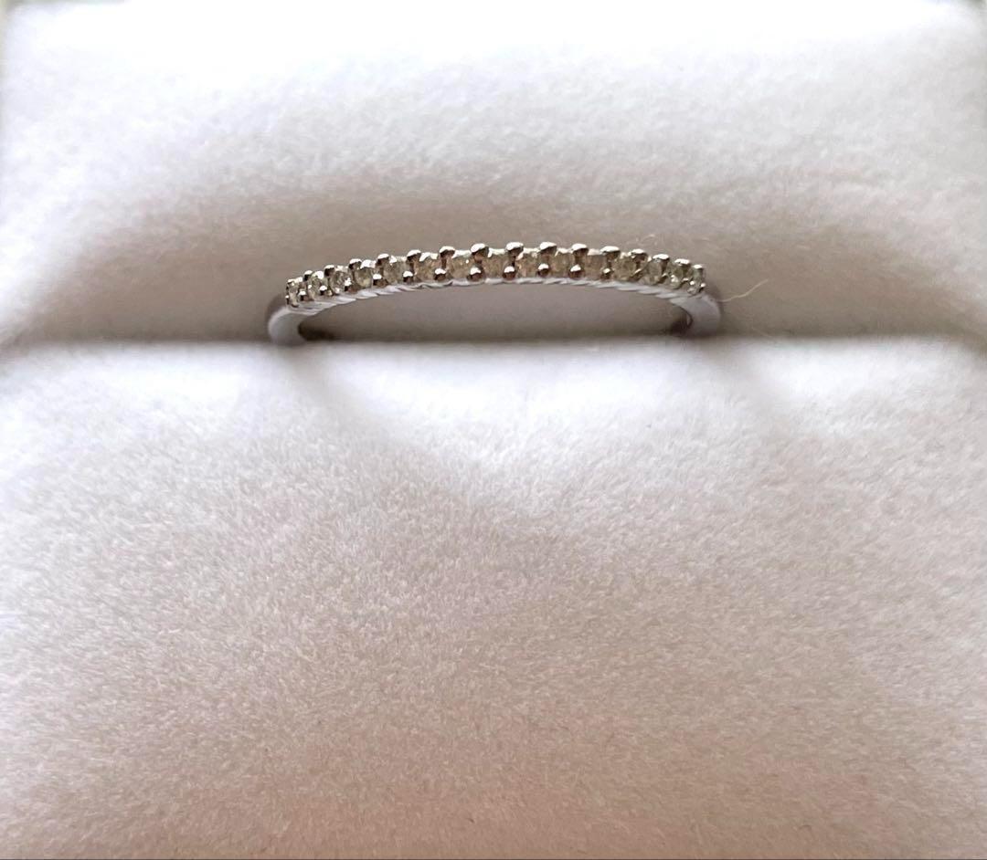 4℃ ハーフエタニティリング 9.5号 ダイヤモンド K18 シルバー 指輪