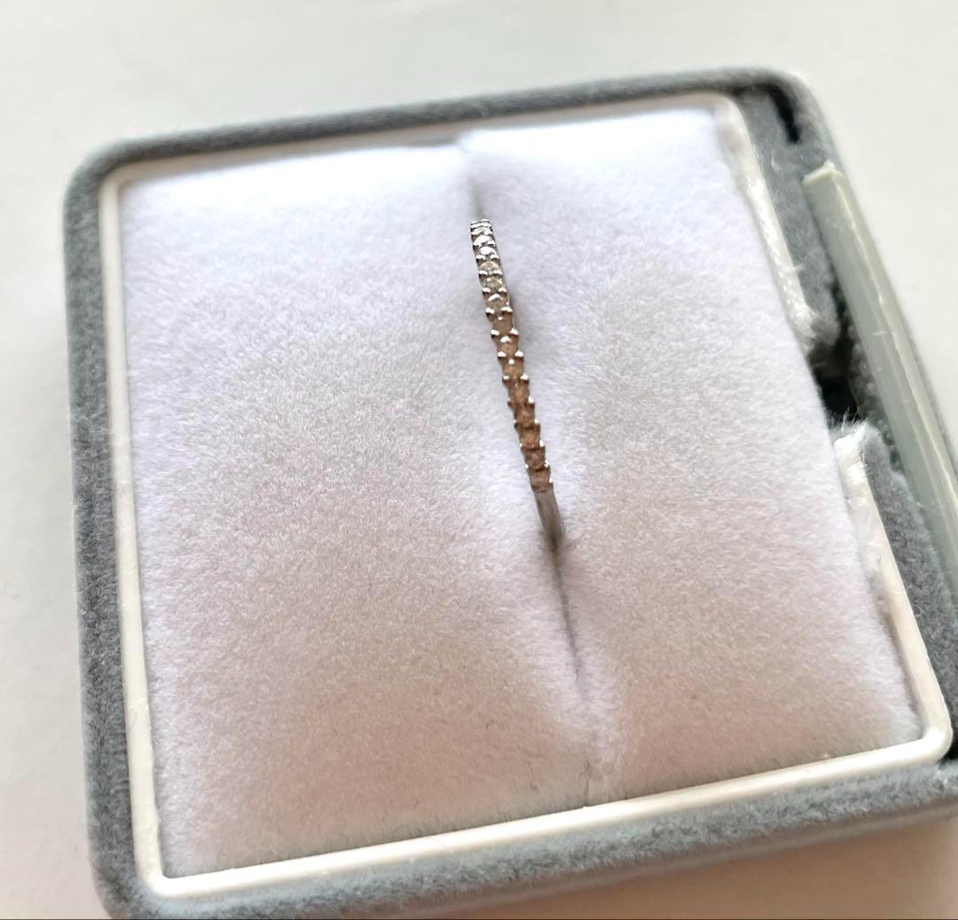 4℃ ハーフエタニティリング 9.5号 ダイヤモンド K18 シルバー 指輪