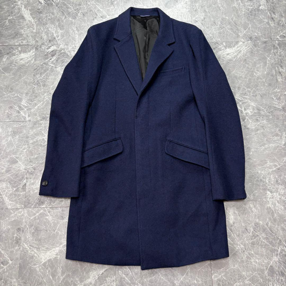 極美品　ジュンハシモト　チェスターコート　ウール　ロイヤルブルー　M相当　メンズ