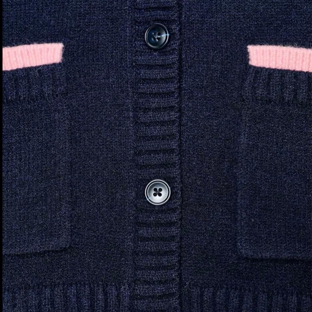 zara ザラ コントラストニットジャケット S カーディガン ピンク ネイビー