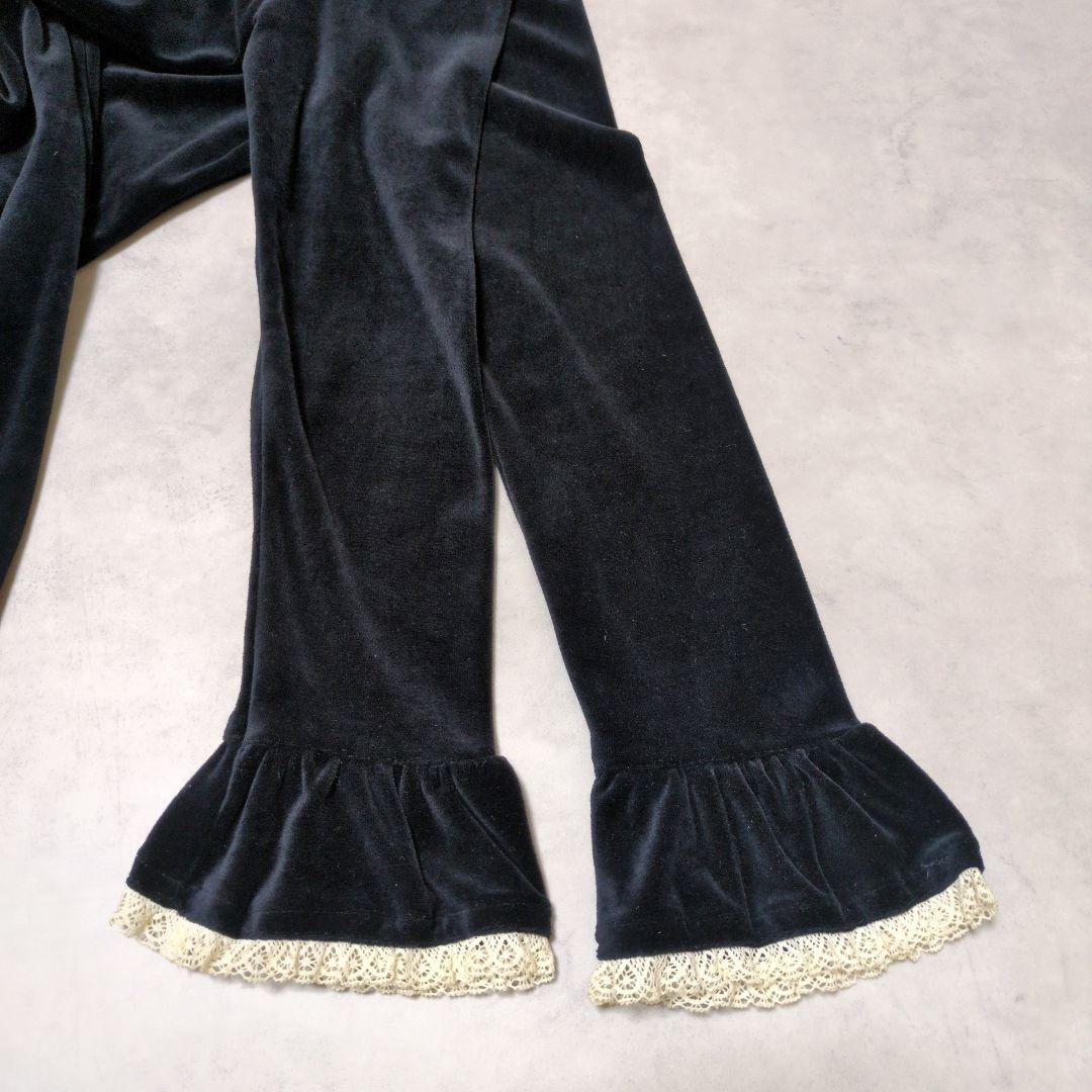 Emily Temple✨️ベロア黒レースワンピ 上品クラシカ ル 大人可愛い♡