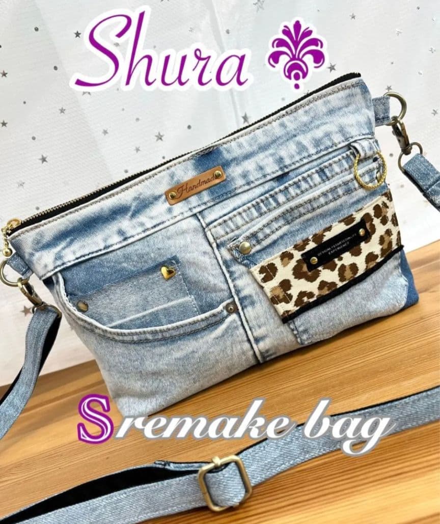 yuデニムリメイクバッグ（L）No.837 ☆バッグ（S）No.852