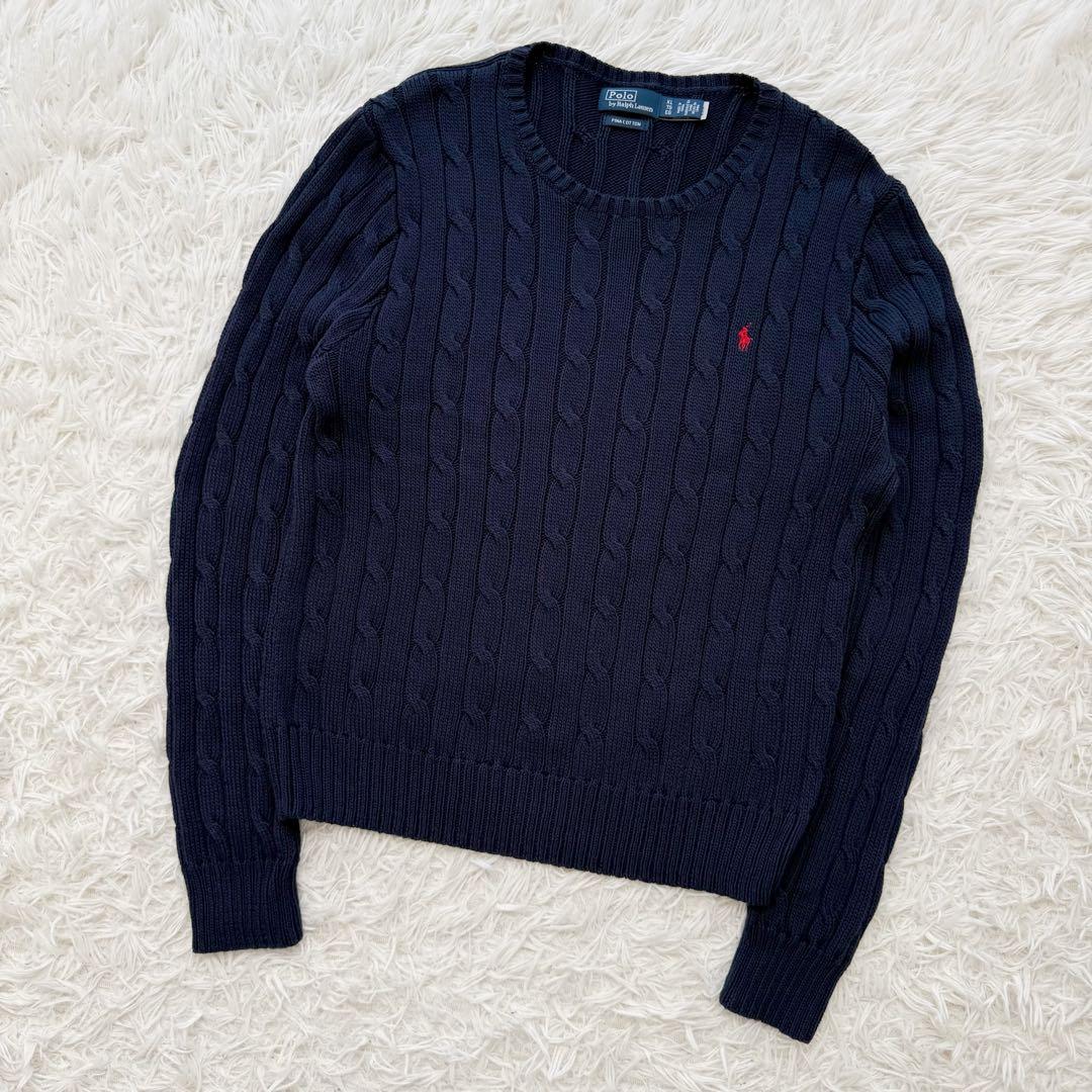 美品⭐︎Polo by Ralph Lauren ケーブルニットセーター ネイビー