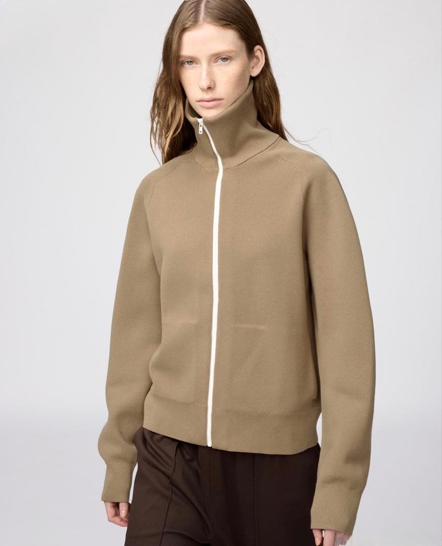 UNIQLO C ミラノリブフルジップカーディガン L ベージュ ユニクロC