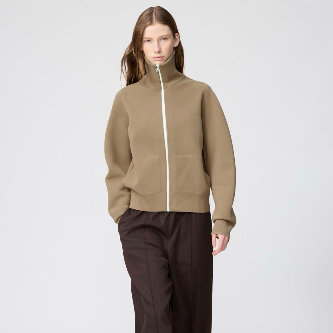 UNIQLO C ミラノリブフルジップカーディガン L ベージュ ユニクロC