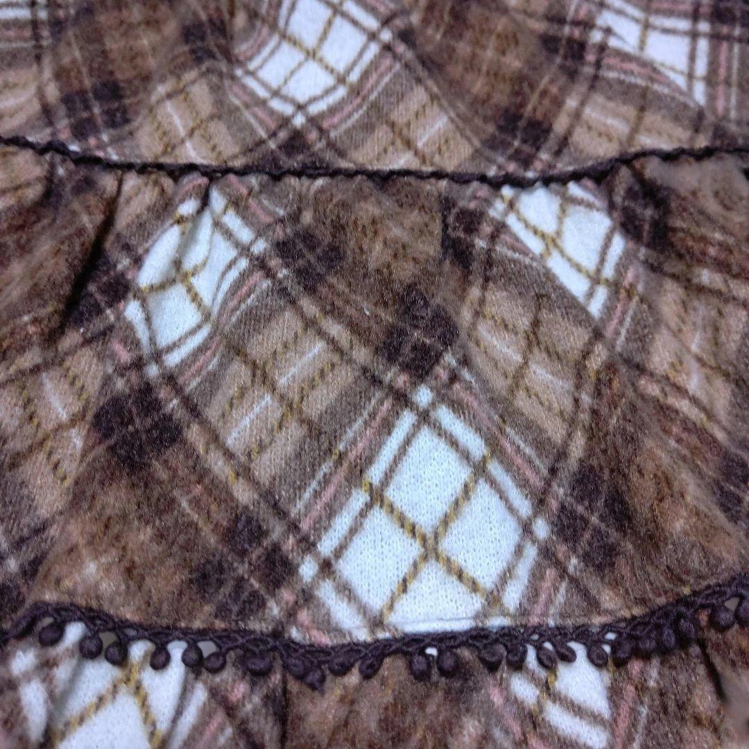 希少 LIZ LISA 起毛ブラウン チェック柄長袖ミニワンピース