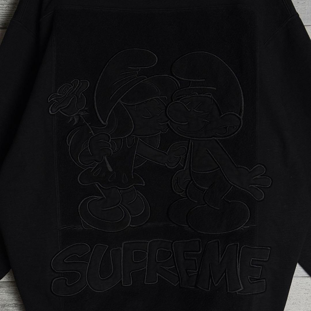 【希少コラボ】シュプリーム×スマーフ☆ 背面ビッグ刺繍ロゴ入りパーカー.