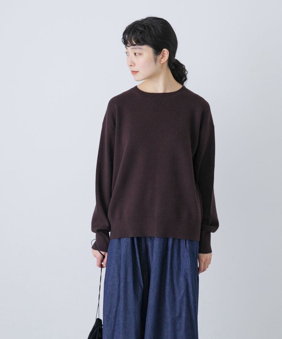 かぐれ　コットンカシミヤプルオーバー　BROWN美品