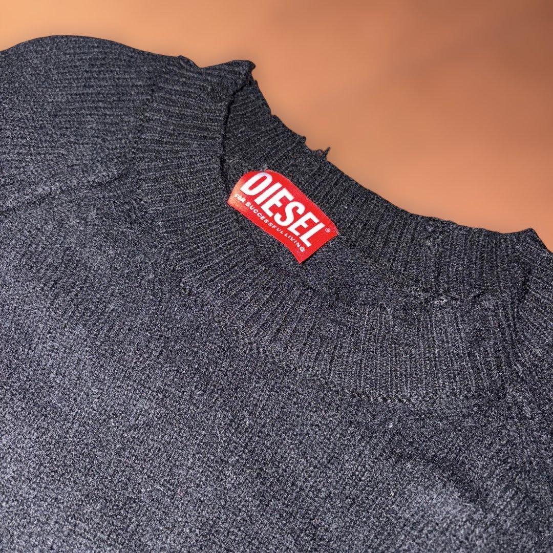 Diesel ディーゼル　袖　ルーズフィット　セーター　ロゴ刺繍　セーター　黒