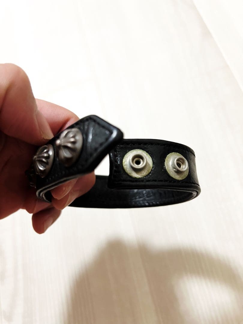 クロムハーツ　ブラックレザーブレスレット
