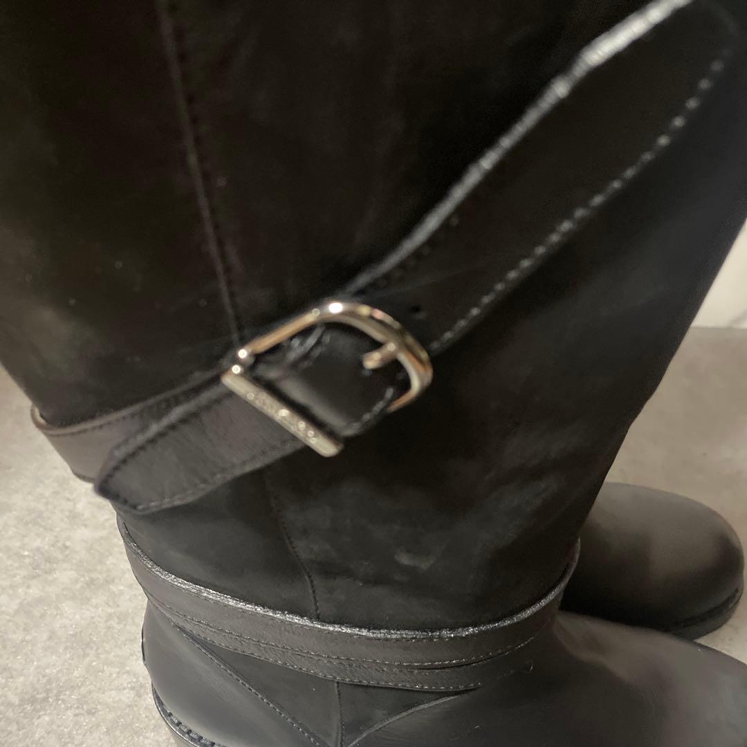 JIMMY CHOO ロングブーツ アーモンドトゥ スエード レザー 38 黒
