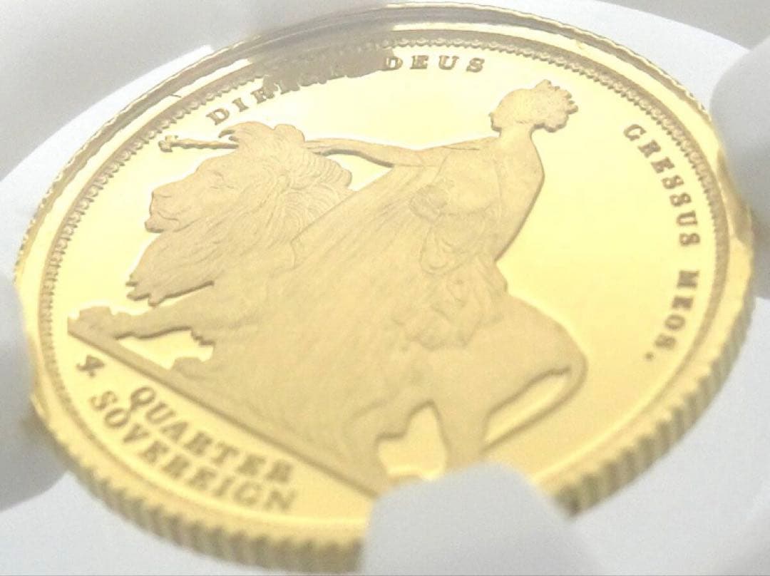 【最高鑑定】ウナとライオン イギリス 1/4ソブリン 金貨　　エリザベス