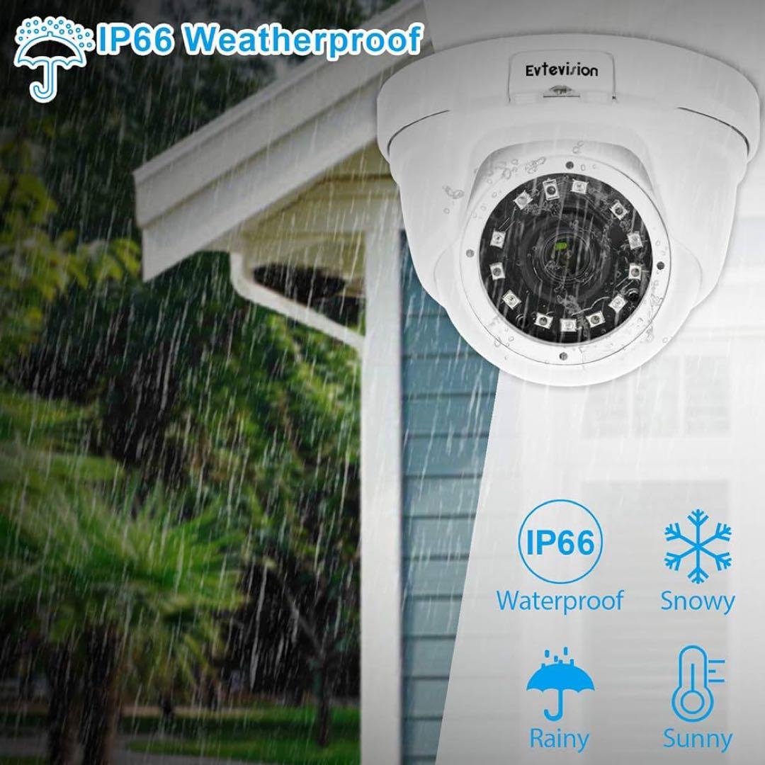 Evtevision セキュリティカメラ、PoE 電源、2 メガピクセル、