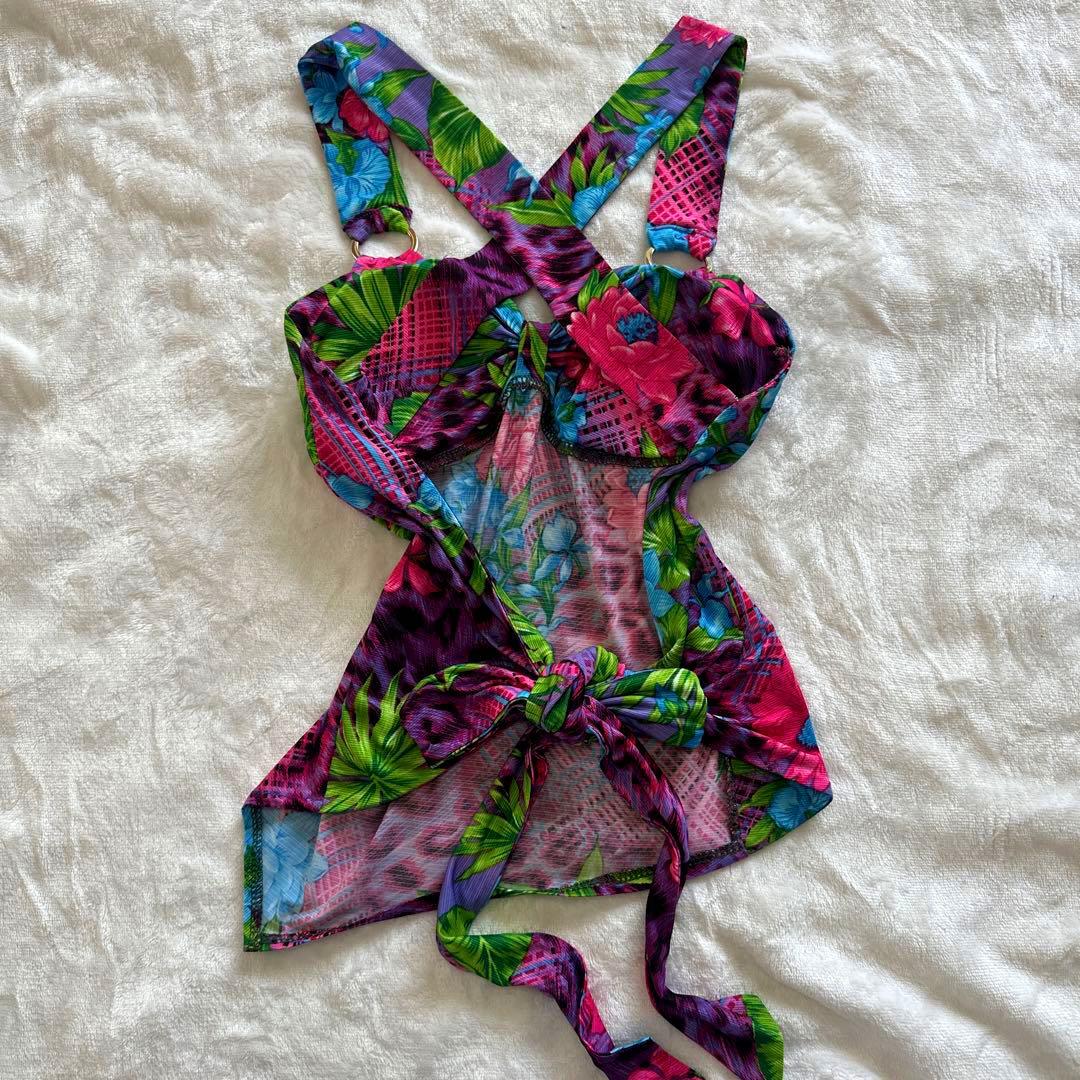 【AVIRA PINK】アビラピンク ヒョウ柄×花柄 背中がんあきキャミ