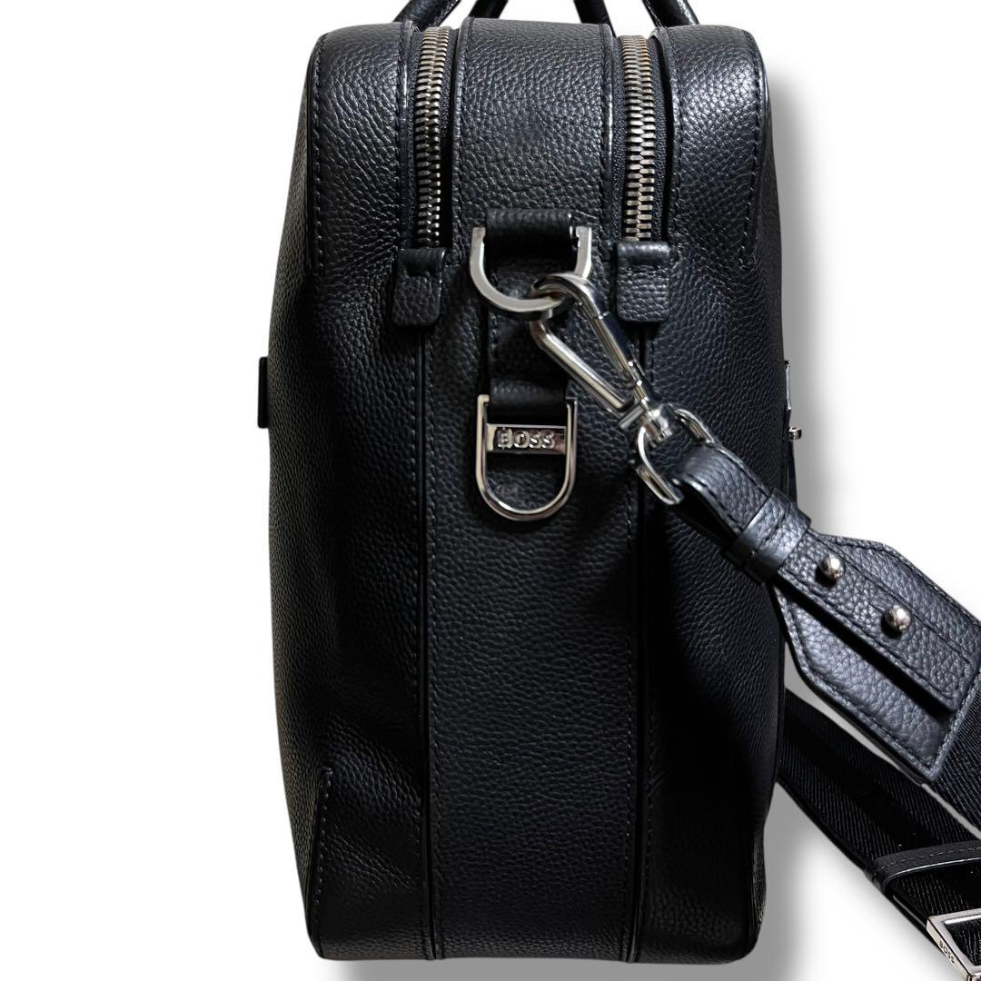 HUGO BOSS グレインレザー 2WAY ブリーフバッグ 2層
