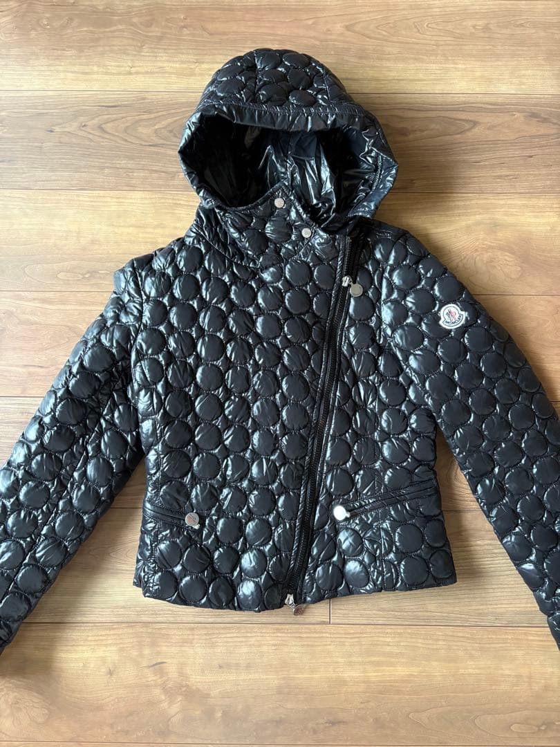 モンブラン ファー付きダウンジャケット 黒 ライダース型 貴重 MONCLER