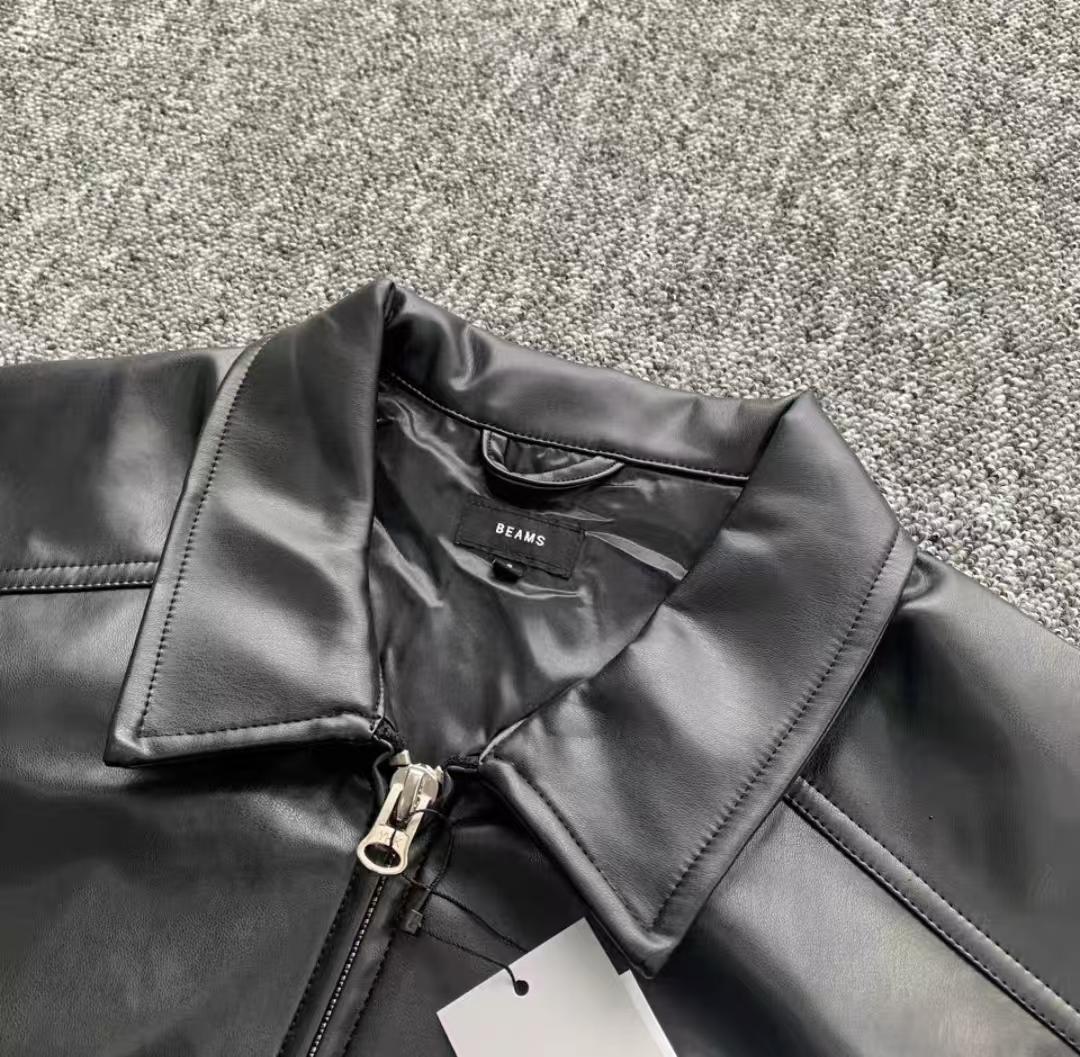 BEAMS ビームス レザー ジップブルゾン S