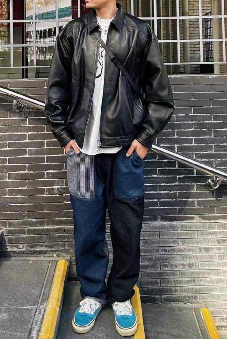 BEAMS ビームス レザー ジップブルゾン S