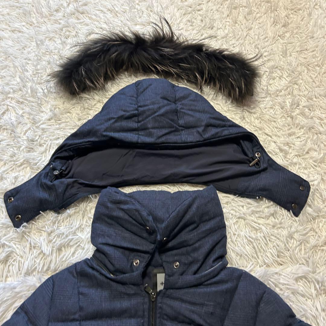 【希少】タトラス ウール カシミヤ チェック柄 リアルファー ダウンコート