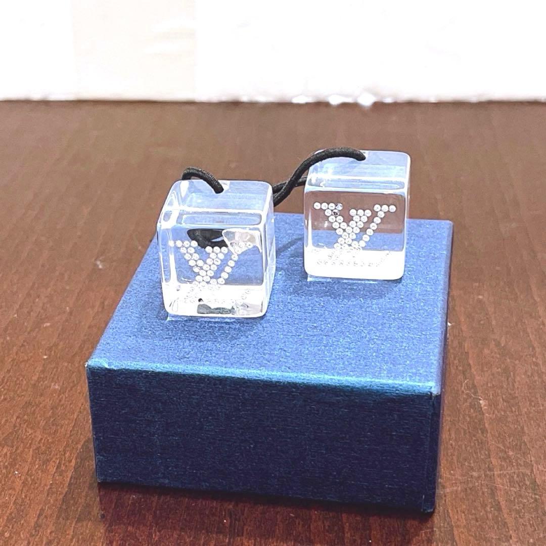 【極美品！】ルイヴィトン/ヘアゴム/キューブ/黒/クリア/ラインストーン/2個