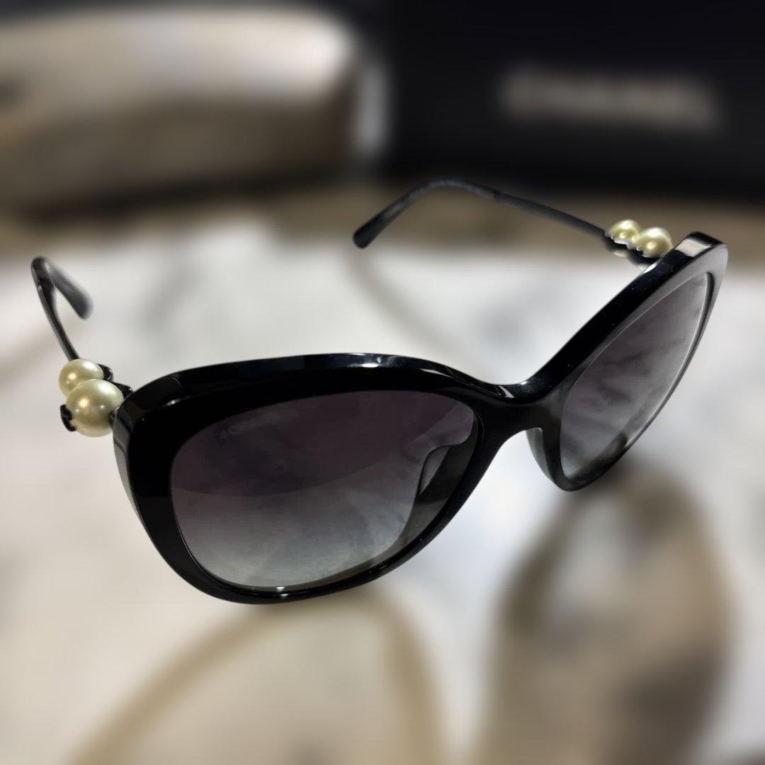 【外箱 ケースつき】CHANEL サングラス パールサングラス ブラック