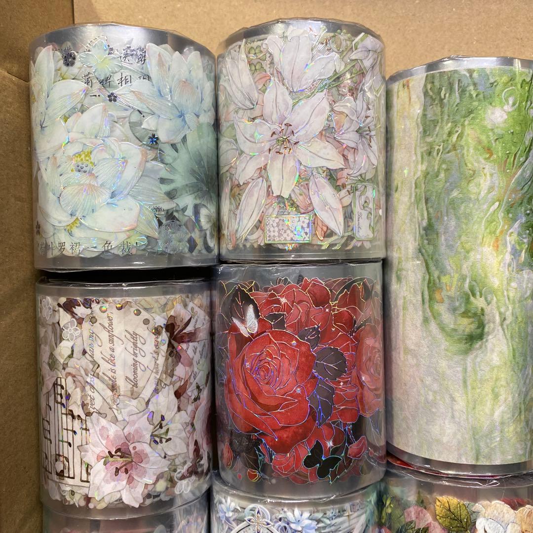 【セール❹】15本巻セット貝殻光PETマスキングテープ　人物/動物/お花/装飾系