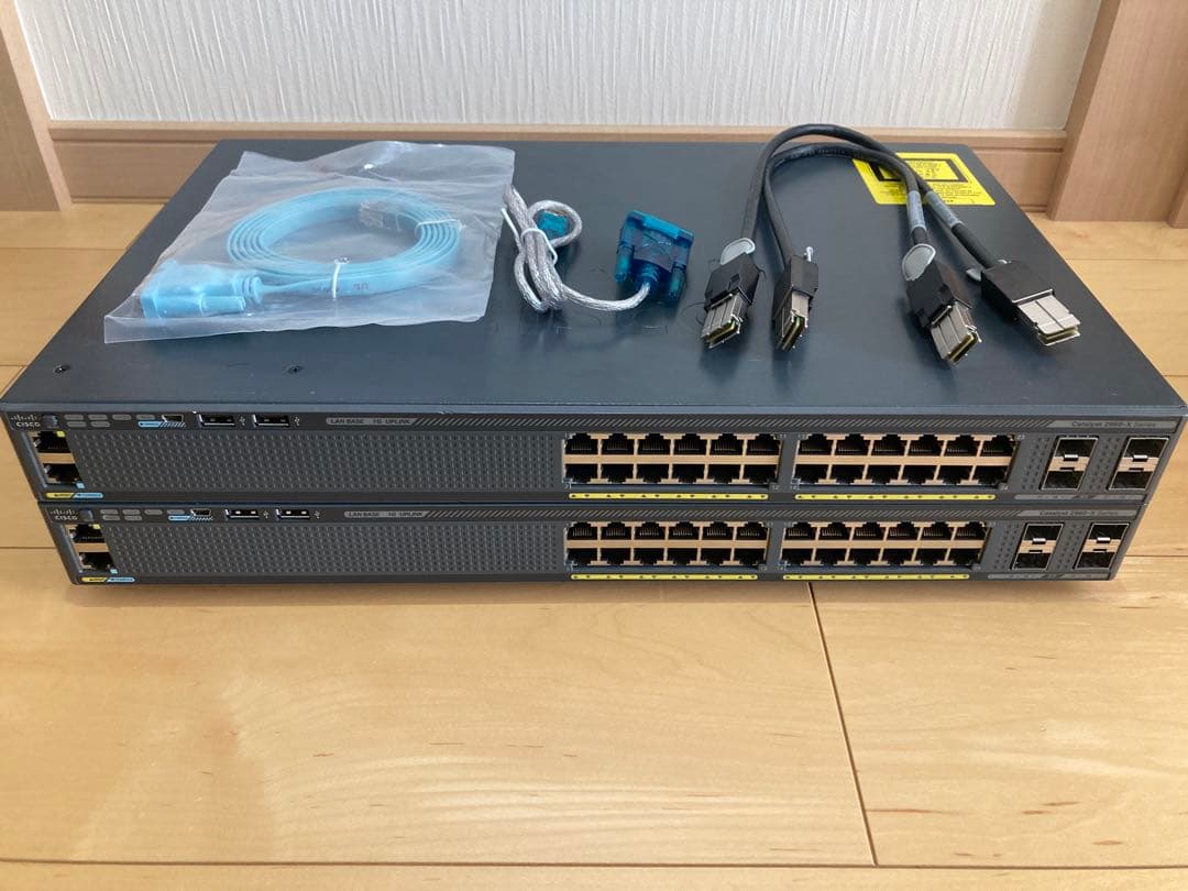 【CCNA、CCNP】スタック2台ciscoL2スイッチWS-C2960X-24