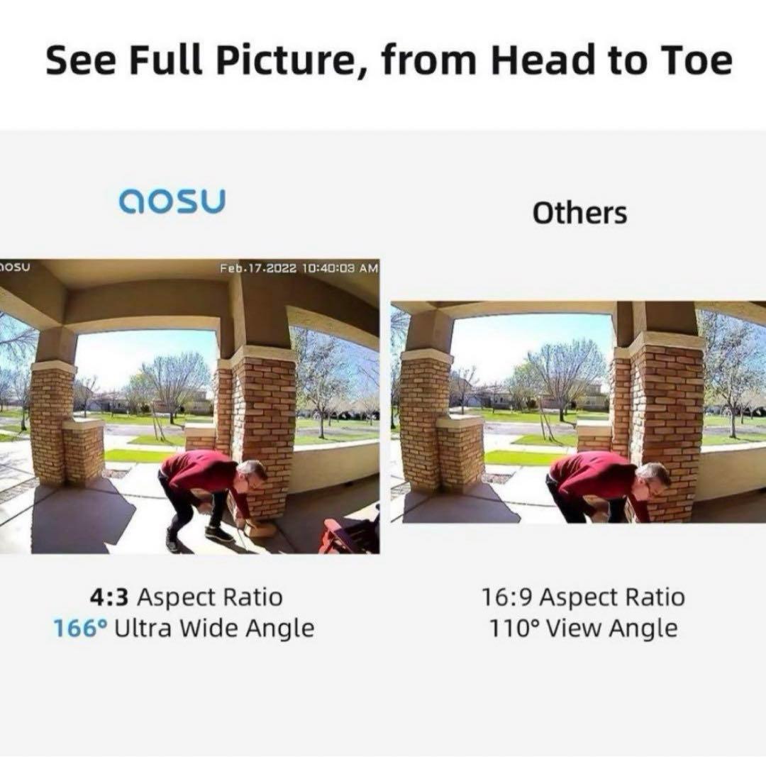 【AOSU 2K ワイヤレス カメラ付き インターホン 外出先からも通話可能 】