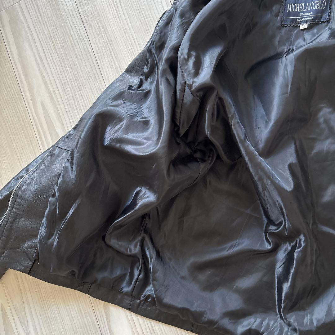 【極美品】本場イタリア製 フィレンツェ購入 ラムレザー シングルライダース 50