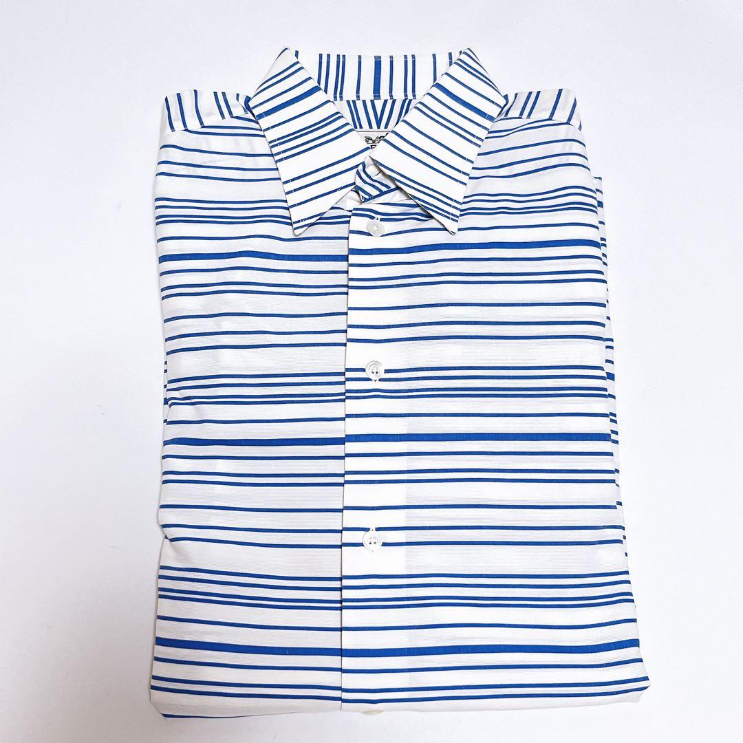 HERMES エルメス　コットン 長袖シャツ　ホワイト×ボーダー　2枚セット