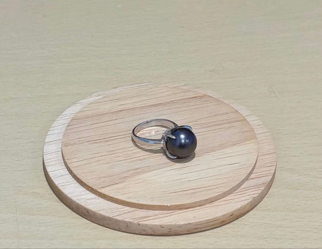 【当選履歴有り・開運】タヒチ産黒蝶真珠リング・13号・pt900