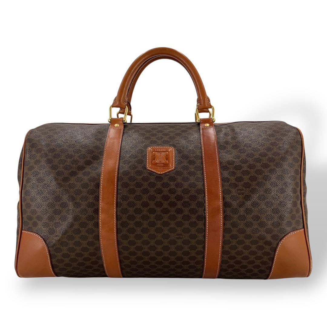 当時物　オールド　CELINE マカダム柄　ボストンバッグ　トリオンフ　南京錠