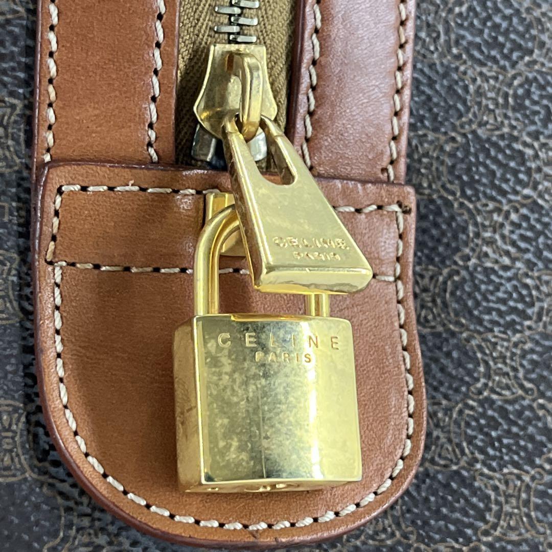 当時物　オールド　CELINE マカダム柄　ボストンバッグ　トリオンフ　南京錠