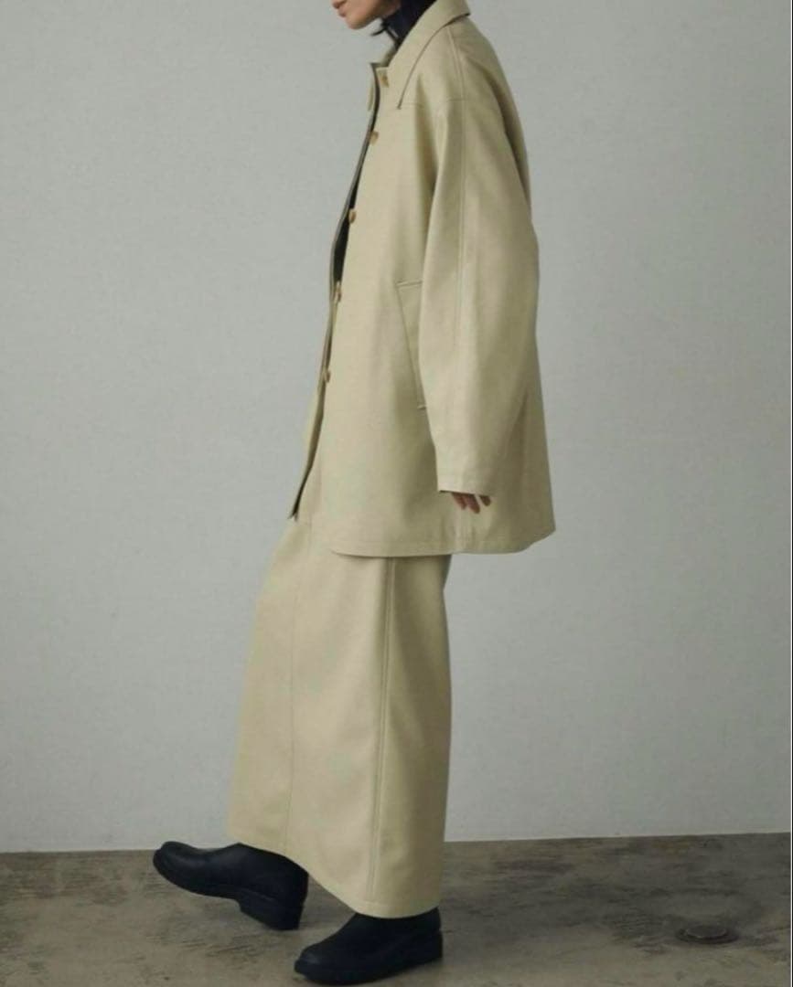 anuke アンヌーク エコレザーオーバージャケット 38 クリーム