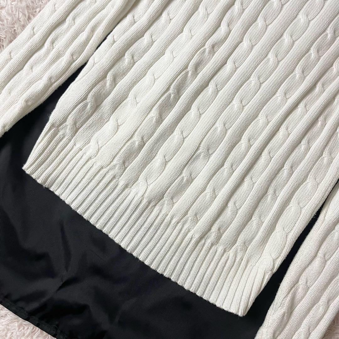 ラルフローレン ケーブルニット セーター ブランドロゴ 刺繍 白 ホワイト S