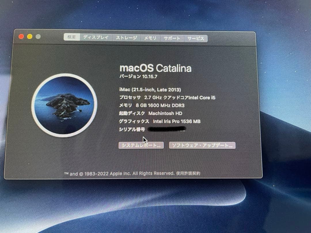 iMac 21.5-inch 2013 ワンオーナー 状態良好 箱 添付品付き