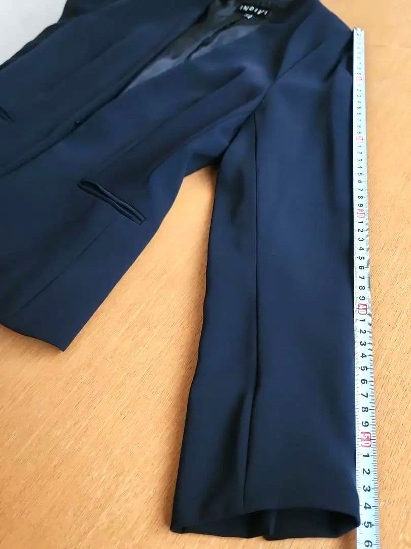 INDIVI インディヴィパンツスーツ ネイビー ノーカラー 38サイズ