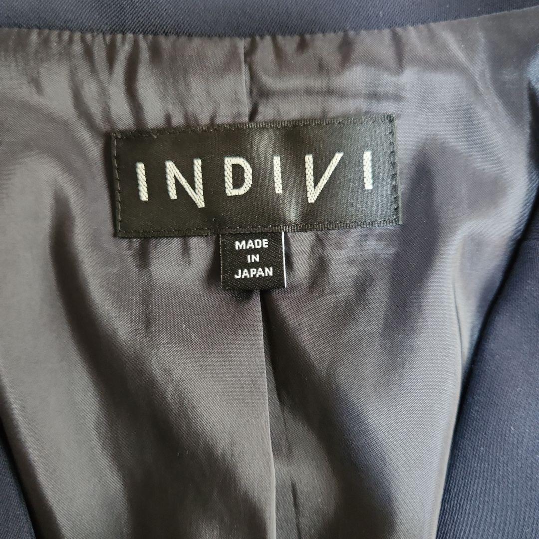 INDIVI インディヴィパンツスーツ ネイビー ノーカラー 38サイズ