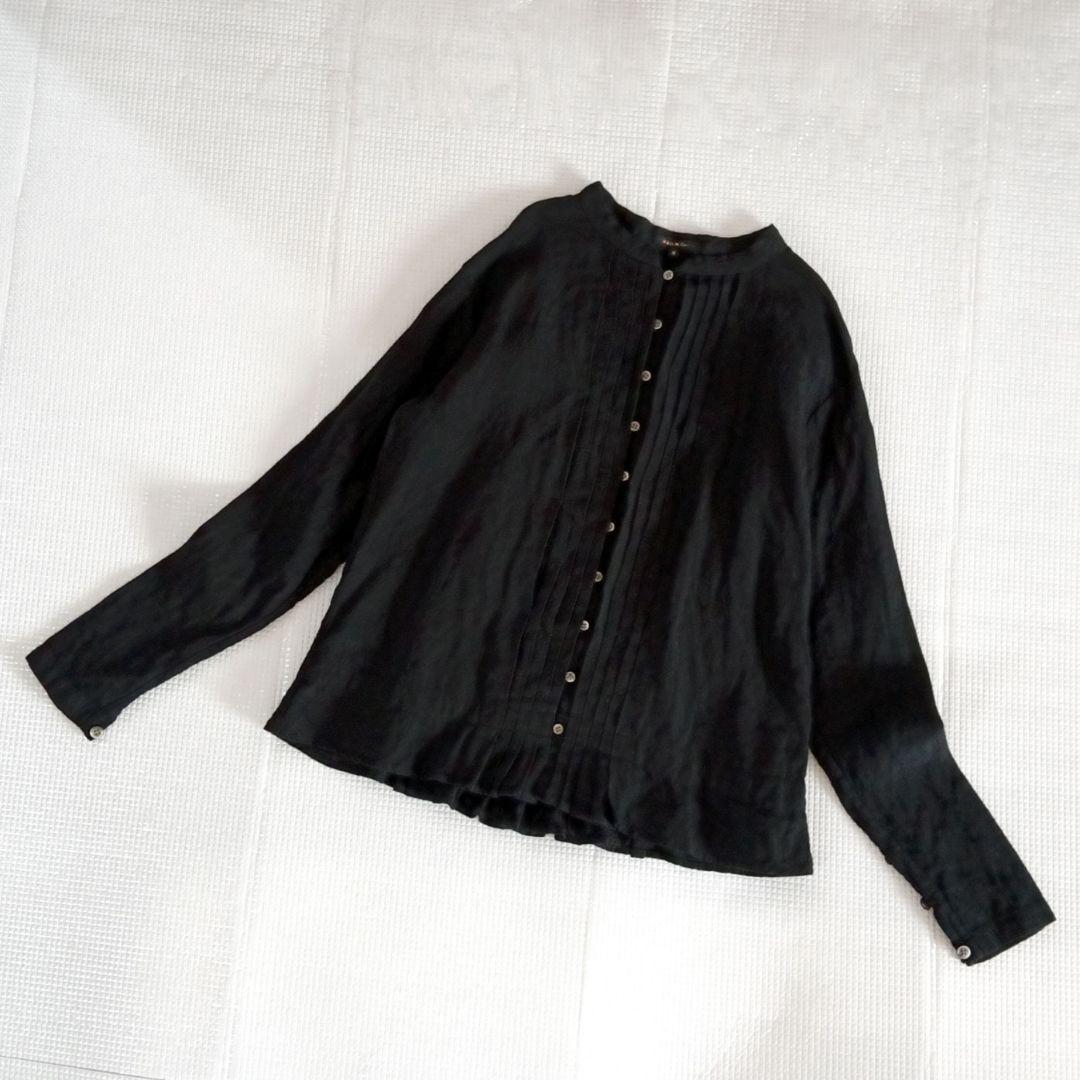 R&D.M.Co- オールドマンズテーラー リネン ブラウス タック ブラック