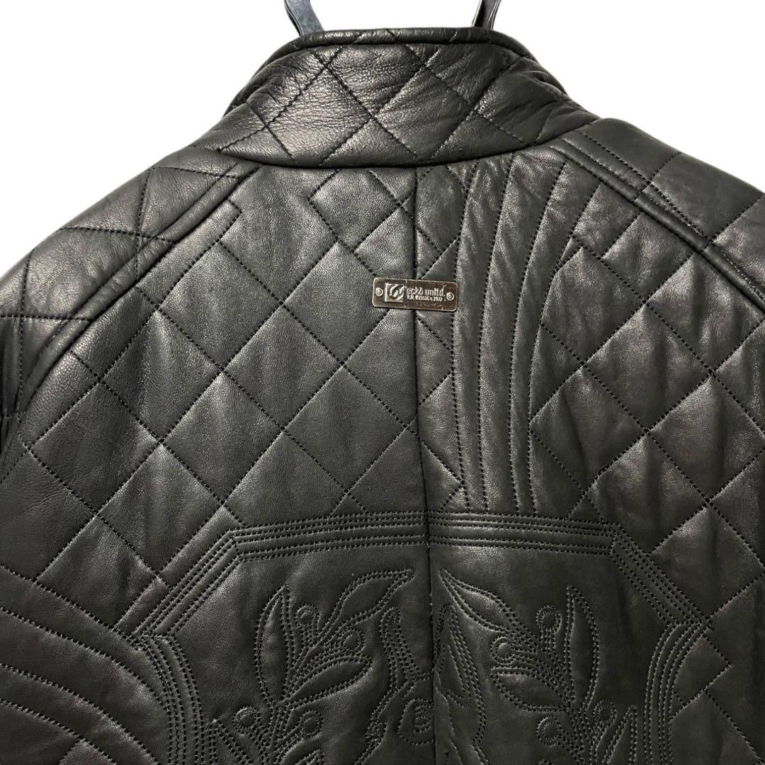 90s ecko unltd キルティング レザージャケット ブルゾン 総刺繍