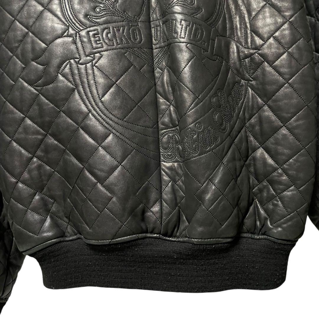 90s ecko unltd キルティング レザージャケット ブルゾン 総刺繍