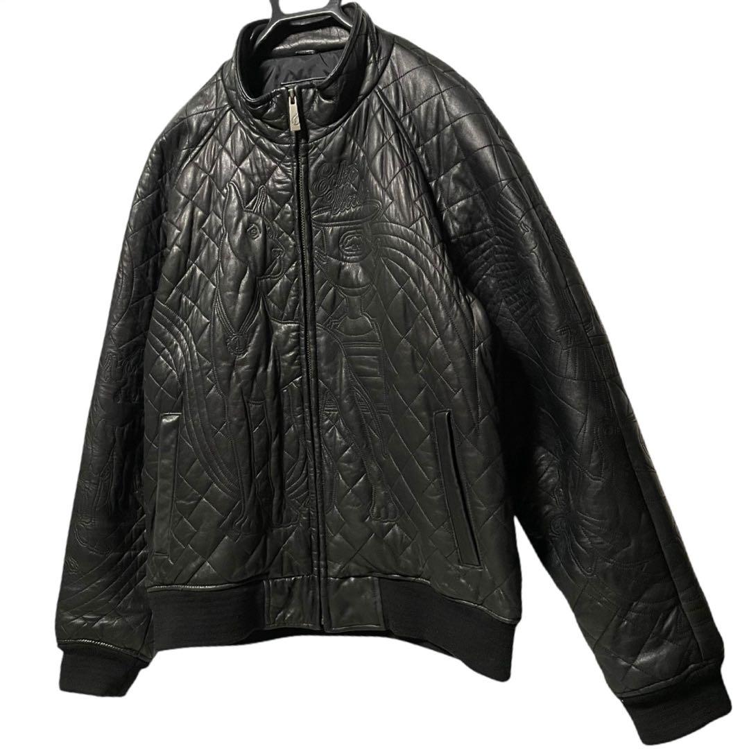 90s ecko unltd キルティング レザージャケット ブルゾン 総刺繍