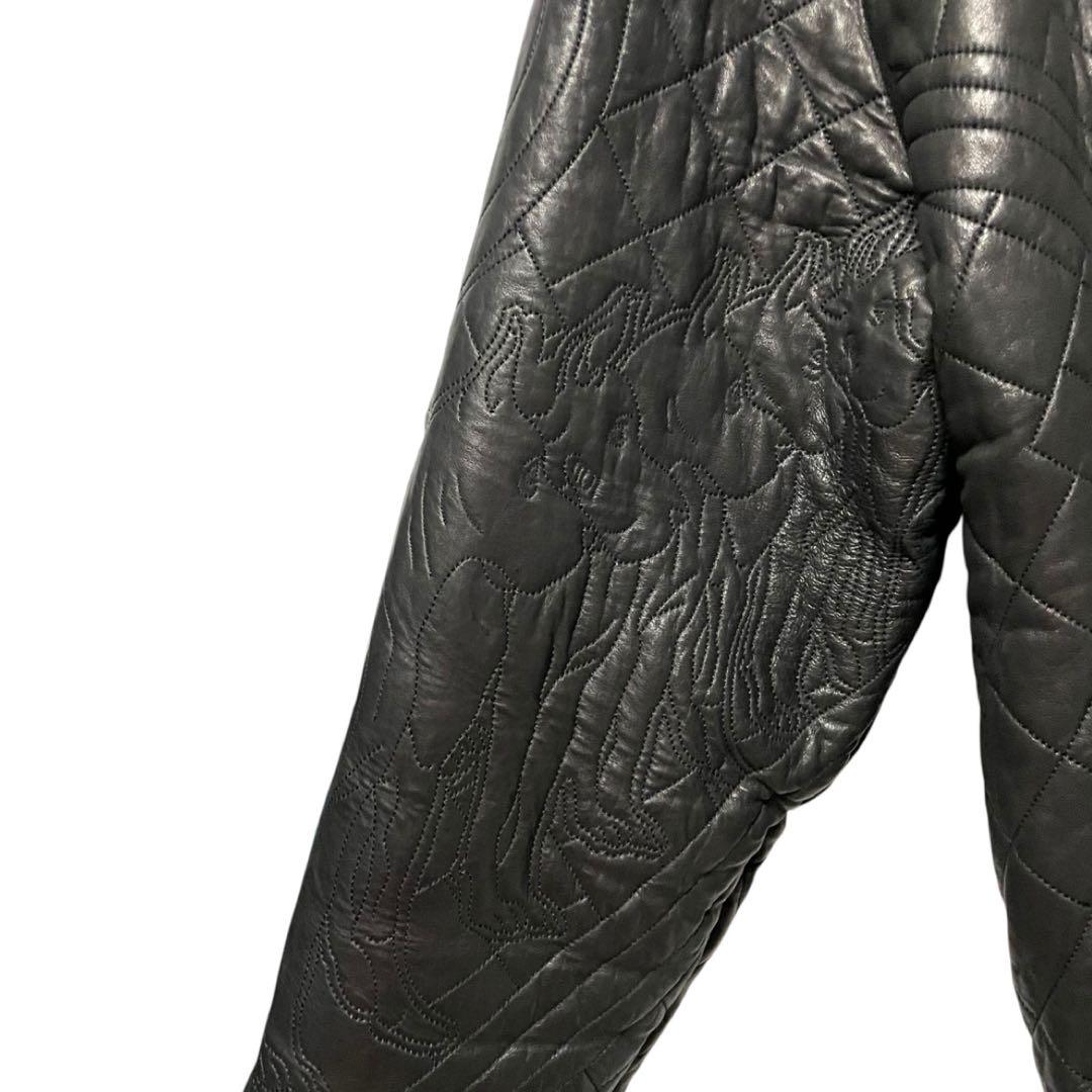 90s ecko unltd キルティング レザージャケット ブルゾン 総刺繍