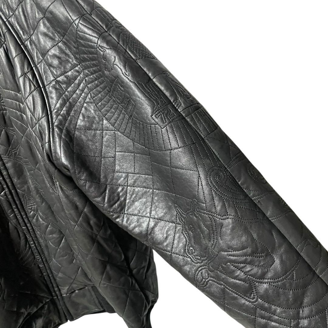 90s ecko unltd キルティング レザージャケット ブルゾン 総刺繍