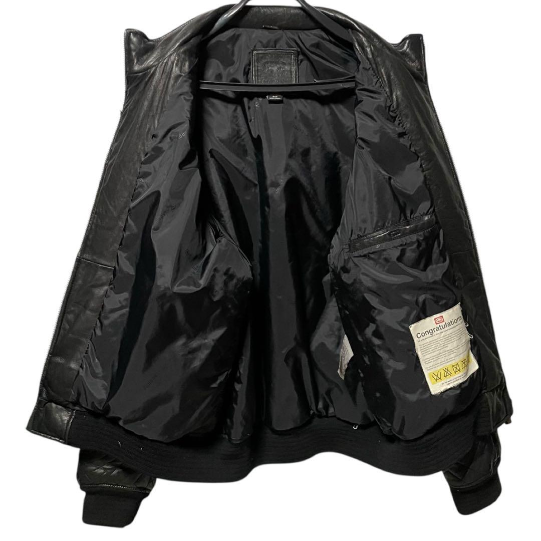 90s ecko unltd キルティング レザージャケット ブルゾン 総刺繍