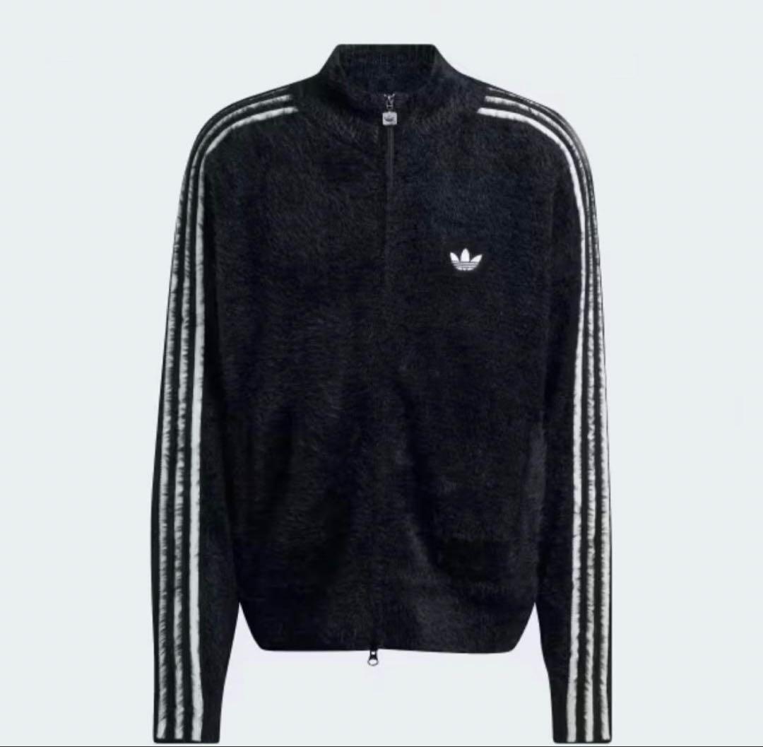 adidasフェイクモヘヤ クラシック トラックジャケット 黒　XL